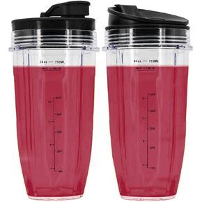 24 oz Cups Compatible for Nutri Ninja Pro Replacement Cups with Sip & Seal Lid, Compatible with BL450 BL454 BL456, BL480, BL490, BL640, BL642, BL680 BL687 for Ninja Auto IQ Series Blenders(Pack of 2)