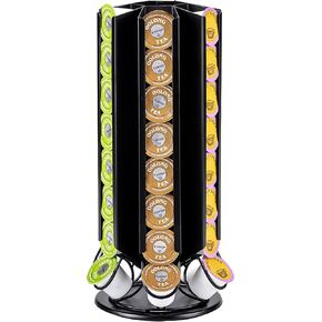 ZCDCP K Cup Holder, Keurig Pod Holder Stand Carousel with 360 Degree, 48 Pods Coffee Pod Holder for K Cups Organizer, Black
