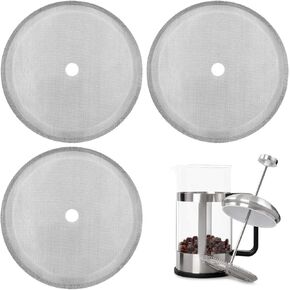 French Press Replacement Cafetiere Filter Mesh Screen Coffee French Press Filters 4 Inch Stainless Steel Reusable Mesh Filter for 8 Cup/ 34 OZ/ 1000 ml Coffee Tea Makers (3 Packs)