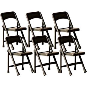 Black Plastic Toy Folding Chairs for Wrestling Action Figures (Set of 6)