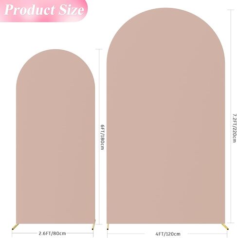 Arch Backdrop Cover White Arch Covers Strethy Backdrop Set of 2 | 7.2FT,6FT Spandex Fitted Balloon Arch Cover Round Top Chiara Backdrop Cover for Wedding Birthday Party Baby Shower Decor in Saudi Arabia