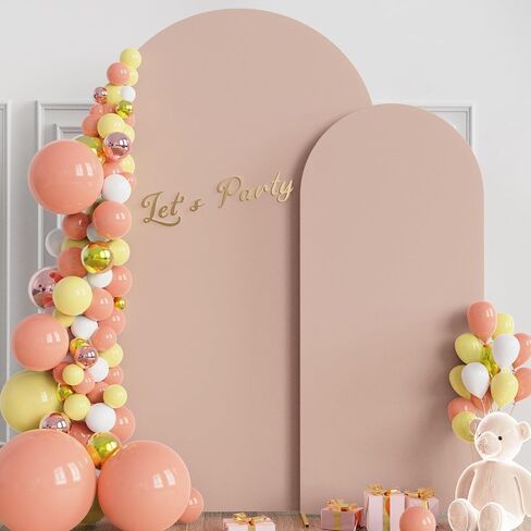 Arch Backdrop Cover White Arch Covers Strethy Backdrop Set of 2 | 7.2FT,6FT Spandex Fitted Balloon Arch Cover Round Top Chiara Backdrop Cover for Wedding Birthday Party Baby Shower Decor in Saudi Arabia