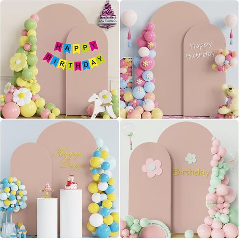 Arch Backdrop Cover White Arch Covers Strethy Backdrop Set of 2 | 7.2FT,6FT Spandex Fitted Balloon Arch Cover Round Top Chiara Backdrop Cover for Wedding Birthday Party Baby Shower Decor in Saudi Arabia