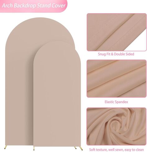 Arch Backdrop Cover White Arch Covers Strethy Backdrop Set of 2 | 7.2FT,6FT Spandex Fitted Balloon Arch Cover Round Top Chiara Backdrop Cover for Wedding Birthday Party Baby Shower Decor in Saudi Arabia