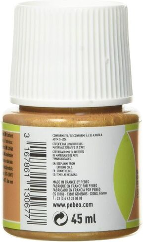 Pebeo Vitrea 160 Water-Based Acrylic Paint for Glass (Oven Baked), Shimmer Color, 1.6 fl oz (45 ml), Shimmer Gold 67 in Saudi Arabia