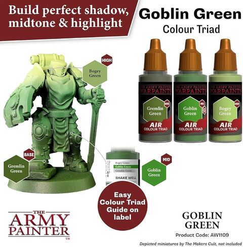 The Army Painter Warpaint Air Goblin Green - طلاء مائي أكريليك غير سام شديد الصبغة للعب الأدوار على الطاولة وألعاب الطاولة وألعاب الحرب نموذج مصغر للرسم in Saudi Arabia