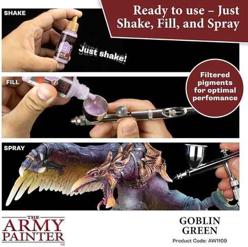 The Army Painter Warpaint Air Goblin Green - طلاء مائي أكريليك غير سام شديد الصبغة للعب الأدوار على الطاولة وألعاب الطاولة وألعاب الحرب نموذج مصغر للرسم in Saudi Arabia