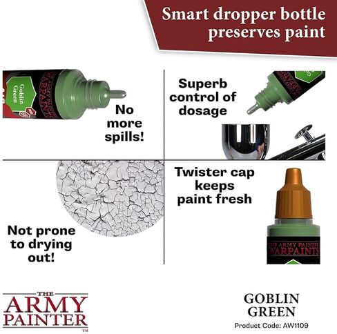 The Army Painter Warpaint Air Goblin Green - طلاء مائي أكريليك غير سام شديد الصبغة للعب الأدوار على الطاولة وألعاب الطاولة وألعاب الحرب نموذج مصغر للرسم in Saudi Arabia