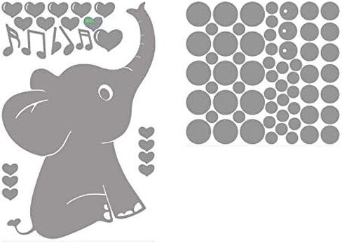 ملصقات جدارية لطيفة على شكل فيل على شكل فقاعات لطيفة ملصقات جدارية من الفينيل لديكور المنزل وديكورات جدارية لغرفة المعيشة للأطفال (رمادي) in Kuwait