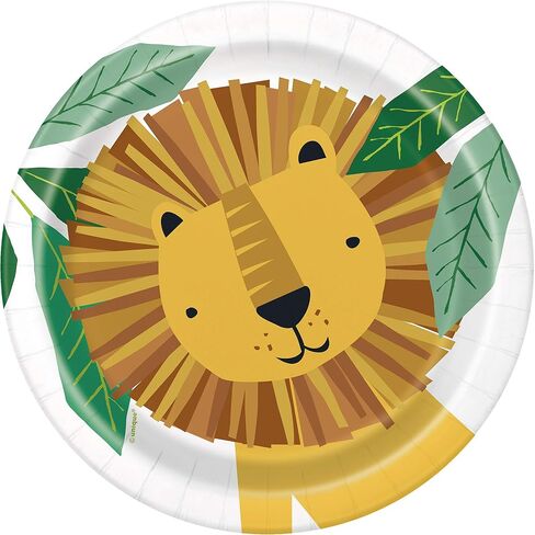 أطباق حلويات ورقية مستديرة من Animal Safari Adventure - مقاس 7 بوصات (عبوة من 8 قطع) - ورق صديق للبيئة، مثالي لأعياد ميلاد الأطفال والحفلات التي تحمل طابع الغابة in Saudi Arabia