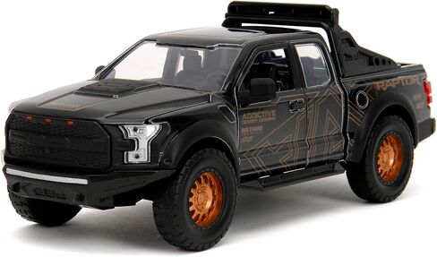 سيارة مصبوبة باللون الوردي مقاس 1:24 W5 2017 Ford F-150 Raptor مع قاعدة، ألعاب للأطفال والكبار (تصميمات صحراوية سوداء/إدمانية) in Saudi Arabia