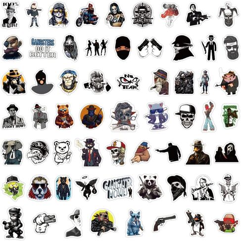 60 قطعة من ملصقات العصابات ملصقات رائعة من الفينيل ملصقات مقاومة للماء لأجهزة الكمبيوتر المحمول، زجاجة مياه، لوح التزلج، سجل القصاصات، هدايا الحفلات للأطفال والمراهقين والبالغين in Kuwait