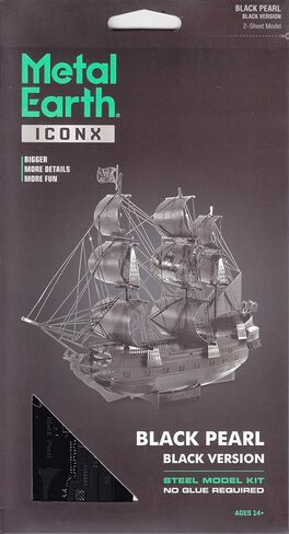 Metal Earth 3D Puzzle Boat Black Pearl Black Metal Puzzle Pirates of The Caribbean Building Models for Adults Moderate Level 14.61 x 4.45 x 11.43 cm in Saudi Arabia