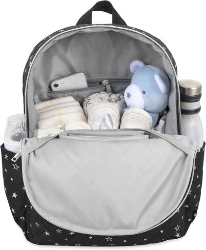 حقيبة ظهر للحفاضات من ستار مع وسادة تغيير محمولة وأشرطة لعربة الأطفال | حقيبة حفاضات سماوية سوداء متعددة الجيوب (سماء ليلية مرصعة بالنجوم) in Kuwait