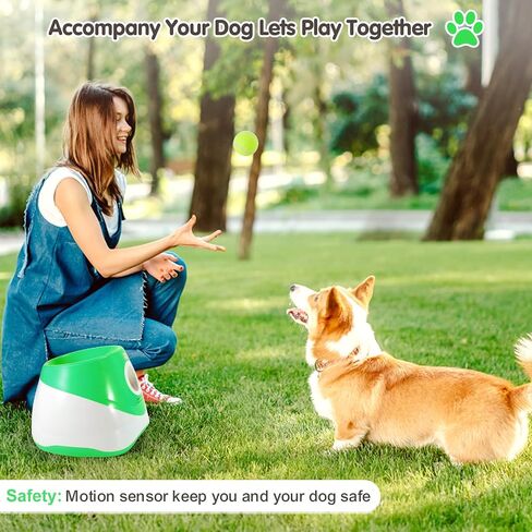 Best Automatic Ball Launcher for Dogs, USB Rechargeable Power - Indoor & Outdoor Dog Ball, Interactive Dog Fetch Tennis Ball Launcher Machine Toy for Small and Medium Dogs Comes with 3 Tennis Balls in Saudi Arabia