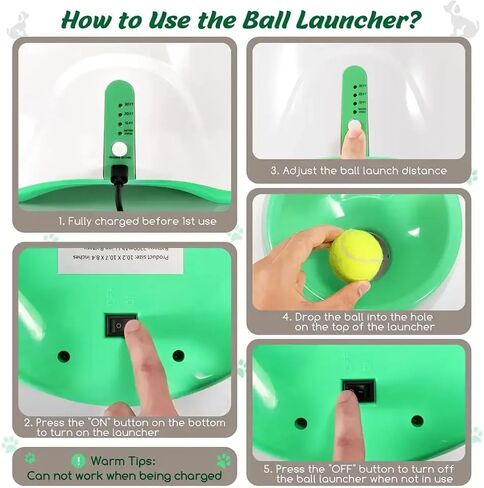 Best Automatic Ball Launcher for Dogs, USB Rechargeable Power - Indoor & Outdoor Dog Ball, Interactive Dog Fetch Tennis Ball Launcher Machine Toy for Small and Medium Dogs Comes with 3 Tennis Balls in Saudi Arabia