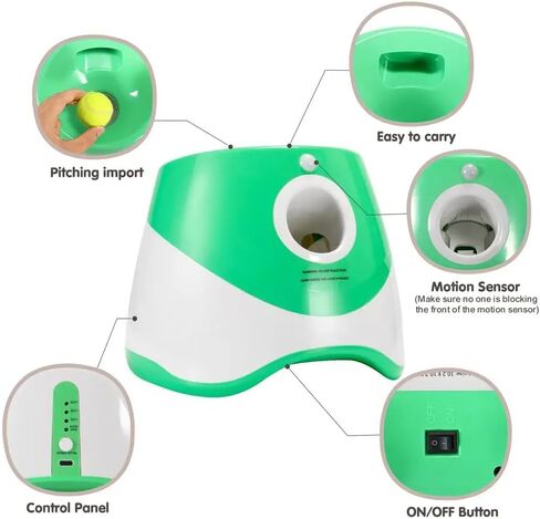 Best Automatic Ball Launcher for Dogs, USB Rechargeable Power - Indoor & Outdoor Dog Ball, Interactive Dog Fetch Tennis Ball Launcher Machine Toy for Small and Medium Dogs Comes with 3 Tennis Balls in Saudi Arabia