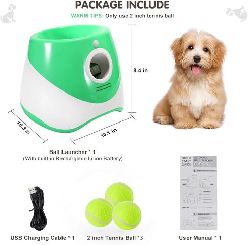 Best Automatic Ball Launcher for Dogs, USB Rechargeable Power - Indoor & Outdoor Dog Ball, Interactive Dog Fetch Tennis Ball Launcher Machine Toy for Small and Medium Dogs Comes with 3 Tennis Balls in Saudi Arabia
