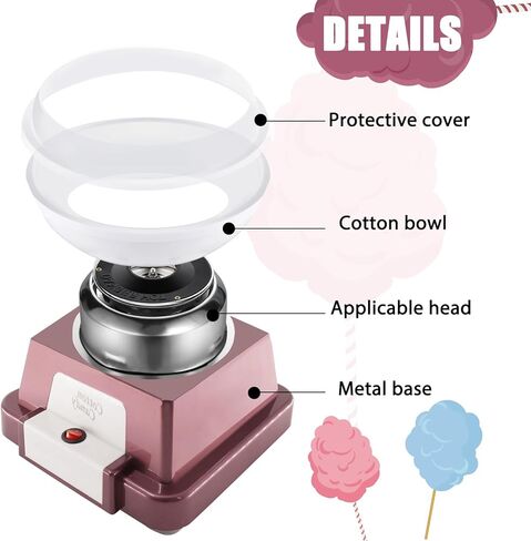 ماكينة حلوى القطن للأطفال، صانعة حلوى القطن لهدايا عيد الميلاد، هدايا عيد الميلاد مع 10 أعواد ومغرفة واحدة (وردي) in Kuwait