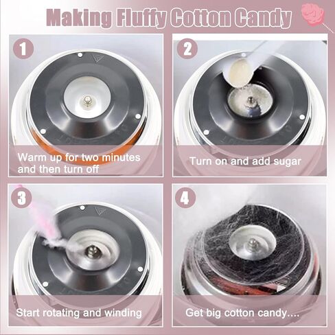 ماكينة حلوى القطن للأطفال، صانعة حلوى القطن لهدايا عيد الميلاد، هدايا عيد الميلاد مع 10 أعواد ومغرفة واحدة (وردي) in Kuwait