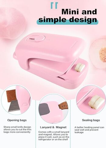 ماكينة إغلاق الأكياس الصغيرة من NOBVEQ، أداة تفريغ الهواء بالحرارة المحمولة، قاطعة مع حبل قصير و2 في 1، أداة ختم الحرارة، آلة إعادة غلق الأكياس المحمولة، للأكياس البلاستيكية، تخزين الطعام، الوجبات الخفيفة، النضارة in Kuwait