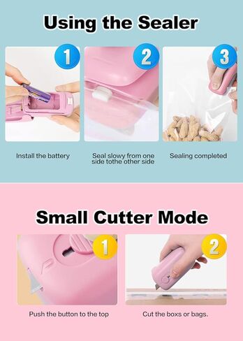 ماكينة إغلاق الأكياس الصغيرة من NOBVEQ، أداة تفريغ الهواء بالحرارة المحمولة، قاطعة مع حبل قصير و2 في 1، أداة ختم الحرارة، آلة إعادة غلق الأكياس المحمولة، للأكياس البلاستيكية، تخزين الطعام، الوجبات الخفيفة، النضارة in Kuwait