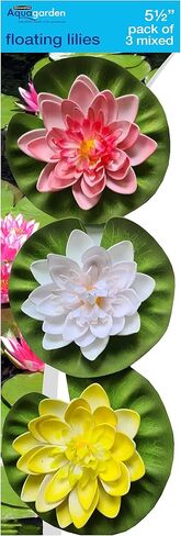 Mixed Floating Lilies, Plastic Floating Lily, 5 ½" Diameter, Pond/Aquarium Decorations (Pack of 2) in Saudi Arabia