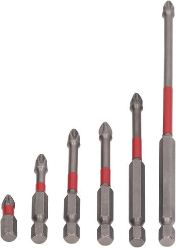 6Pcs Electric Screwdriver Bits Kit Cross Head Drill Driver Bit Set Slotted Phillips Screwdriver Bit Set Alloy Steel Power Long Drill Bits Torque Power Screwdriver Set in Saudi Arabia