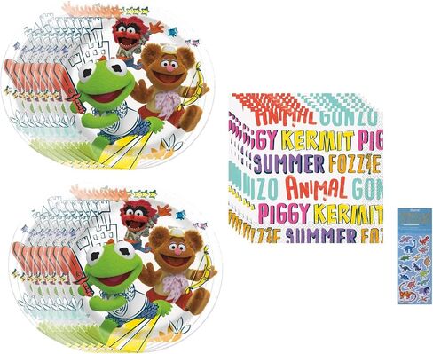 تتضمن مجموعة لوازم حفلات أعياد الميلاد من Muppet Babies 16 طبق ورقي للغداء، و16 منديل ورقي للغداء، و1 ورقة ملصقات ديناصور (حزمة من 16 قطعة) in Saudi Arabia
