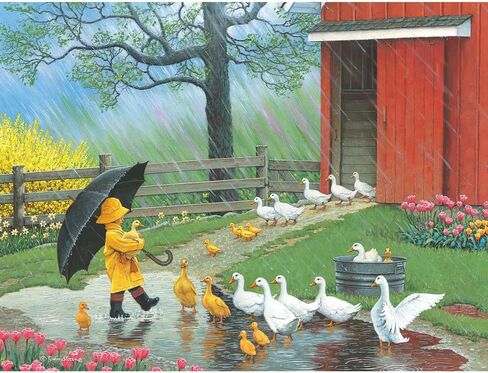 Bits and Pieces - 500 Piece Jigsaw Puzzle for Adults 18" X 24" - A Good Day for Ducks - 500 pc Rain Farm Duckling Puddle Jigsaw by Artist John Sloane in Saudi Arabia