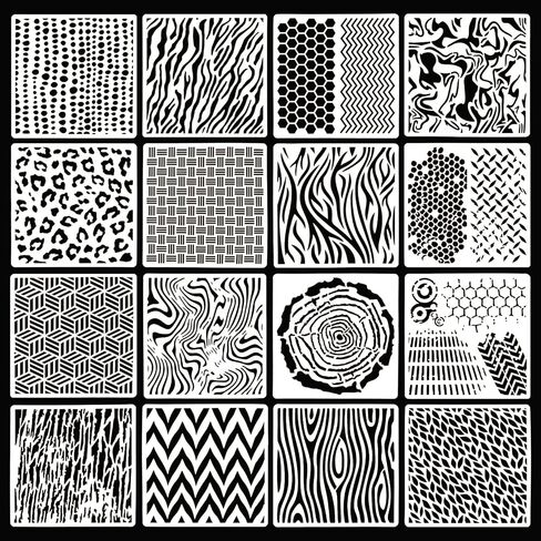 16 PCS Geometric Stencils Reusable Painting Templates for Cookie Canvas Furniture Wall Floor Decor Craft Drawing Tracing DIY Art Supplies,5.9x5.9 inch in Saudi Arabia