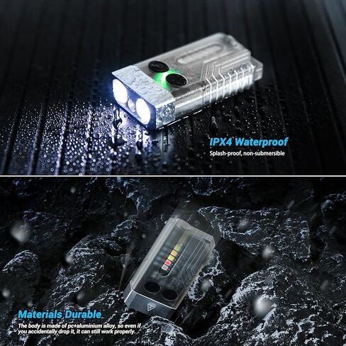 ضوء سلسلة المفاتيح 1000 لومن، IPX4 مقاوم للماء، مع ضوء أحمر، مصباح يدوي صغير قابل لإعادة الشحن EDC، أضواء جانبية -14 وضعًا، مع شفط مغناطيسي، تأثير الضوء الليلي، إنذار صفارة قطعتين (أبيض فلورسنت 2) in Kuwait