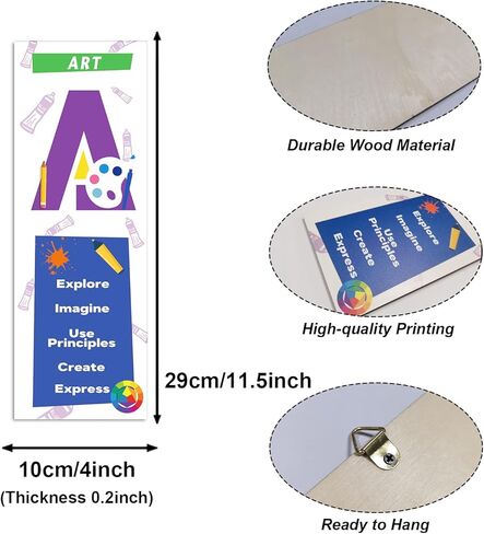 HLNIUC STEAM Science Classroom Decor Wood (4 بوصة × 11.5 بوصة × 5 قطع) ملصقات جذعية، ملصقات تحفيزية للفصل الدراسي، ملصقات رياضيات للمدرسة المتوسطة الابتدائية، لوحة إعلانات تعليمية للعلوم in Kuwait