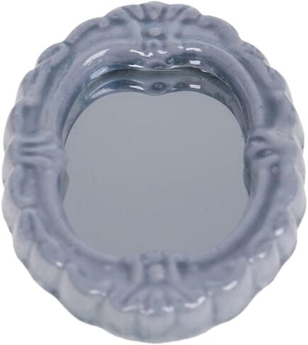 TBoxBo 1:12 مجموعة بورسلين مصغرة لبيت الدمى، حوض مرحاض عتيق، حوض استحمام، ملحقات الحمام، ديكور الأثاث، طقم مرآة حمام صغيرة، أزرق in Kuwait