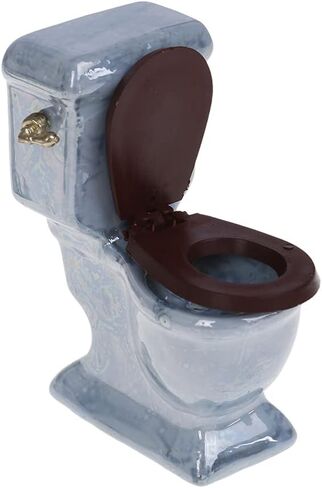 TBoxBo 1:12 مجموعة بورسلين مصغرة لبيت الدمى، حوض مرحاض عتيق، حوض استحمام، ملحقات الحمام، ديكور الأثاث، طقم مرآة حمام صغيرة، أزرق in Kuwait