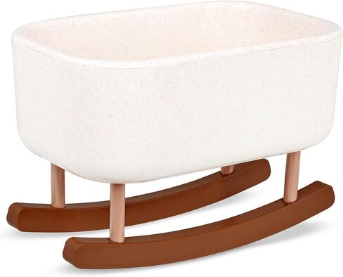 بابي من باتات - دمية طفلة مقاس 14 بوصة وسرير - لون بشرة متوسط ​​فاتح وعيون رمادية - بيجامة منقط على شكل قلب قابلة للإزالة مع لهاية - مهد هزاز للعب التظاهري - ألعاب للأطفال من سن 3 سنوات فما فوق in Kuwait