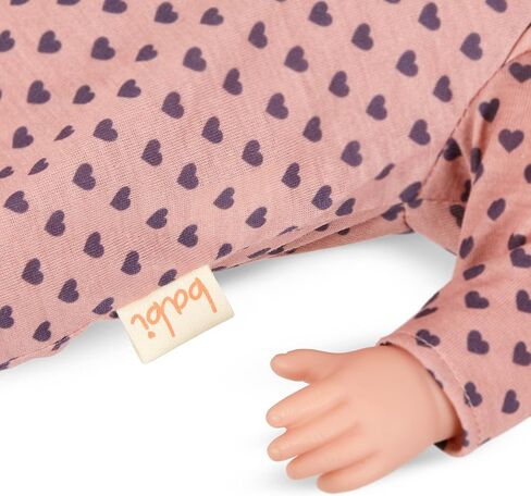 بابي من باتات - دمية طفلة مقاس 14 بوصة وسرير - لون بشرة متوسط ​​فاتح وعيون رمادية - بيجامة منقط على شكل قلب قابلة للإزالة مع لهاية - مهد هزاز للعب التظاهري - ألعاب للأطفال من سن 3 سنوات فما فوق in Kuwait