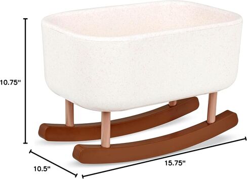 بابي من باتات - دمية طفلة مقاس 14 بوصة وسرير - لون بشرة متوسط ​​فاتح وعيون رمادية - بيجامة منقط على شكل قلب قابلة للإزالة مع لهاية - مهد هزاز للعب التظاهري - ألعاب للأطفال من سن 3 سنوات فما فوق in Kuwait