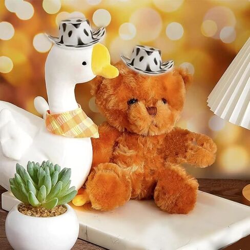 قبعة رعاة البقر الغربية الصغيرة، قبعة راعية البقر، 10 قطع من إكسسوارات زينة الحفلات، قبعة دمية لطيفة، قبعة بقرة بيضاء وسوداء لمستلزمات كعكة عيد الميلاد، ملحقات تزيين الدمية in Kuwait