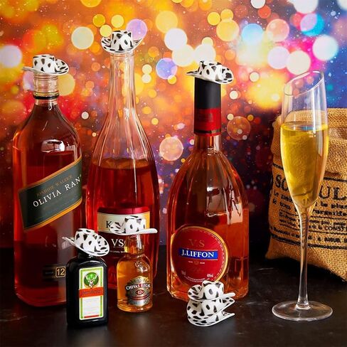 قبعة رعاة البقر الغربية الصغيرة، قبعة راعية البقر، 10 قطع من إكسسوارات زينة الحفلات، قبعة دمية لطيفة، قبعة بقرة بيضاء وسوداء لمستلزمات كعكة عيد الميلاد، ملحقات تزيين الدمية in Kuwait