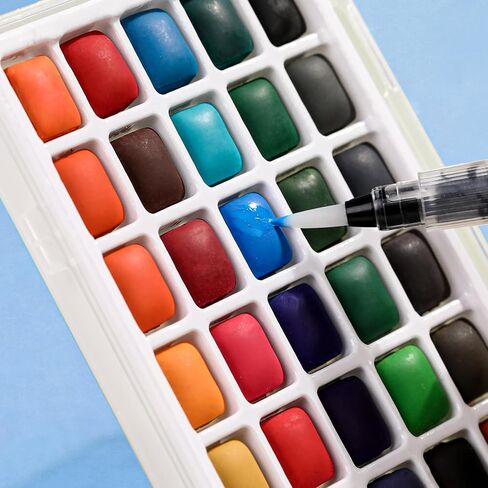 مجموعة طلاء AROIC 40 بألوان مائية صلبة، في صندوق محمول مع قفل غطاء متين، تتضمن 5 فرش طلاء، 3 أقلام فرشاة مياه، قلم رسم، ممحاة، إسفنجة، مبراة وكل شيء آخر تحتاجه، مجموعة السفر in Kuwait