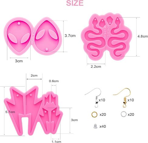 103Pcs Earring Resin Molds Kit, 3pcs Silicone Molds for Resin Jewelry Epoxy Casting Molds with Earring Hooks for DIY Unique Earrings, Epoxy Resin Molds, Earring Jewellery Craft Resin Casting Molds in Saudi Arabia
