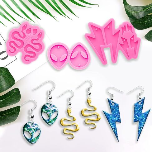103Pcs Earring Resin Molds Kit, 3pcs Silicone Molds for Resin Jewelry Epoxy Casting Molds with Earring Hooks for DIY Unique Earrings, Epoxy Resin Molds, Earring Jewellery Craft Resin Casting Molds in Saudi Arabia
