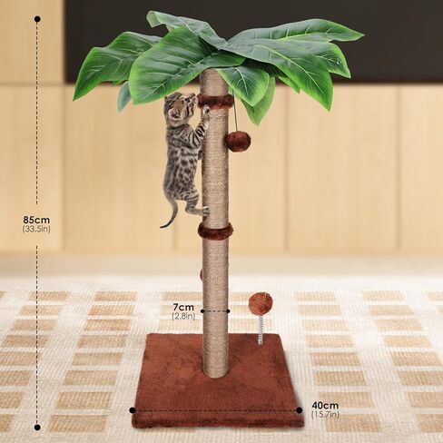 Cat Scratching Post, 33" Tall Scratching Tree with Natural Sisal Rope and Dangling Ball, Large Scratching Post Tree for Indoor Cats,Kittens, Brown in Kuwait