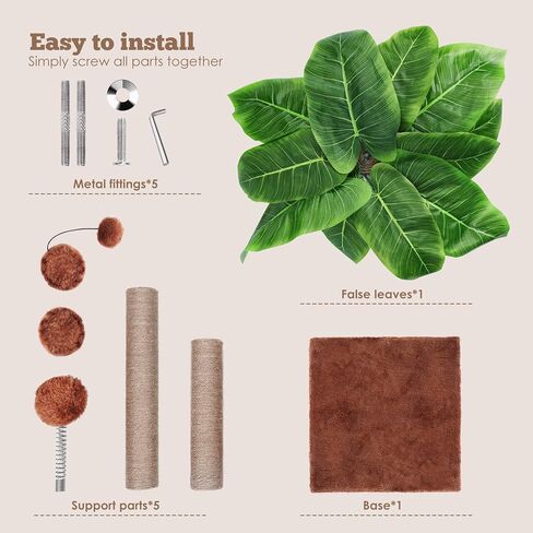 Cat Scratching Post, 33" Tall Scratching Tree with Natural Sisal Rope and Dangling Ball, Large Scratching Post Tree for Indoor Cats,Kittens, Brown in Kuwait