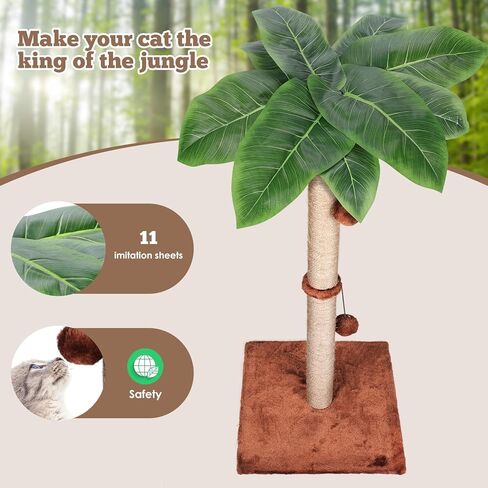 Cat Scratching Post, 33" Tall Scratching Tree with Natural Sisal Rope and Dangling Ball, Large Scratching Post Tree for Indoor Cats,Kittens, Brown in Kuwait