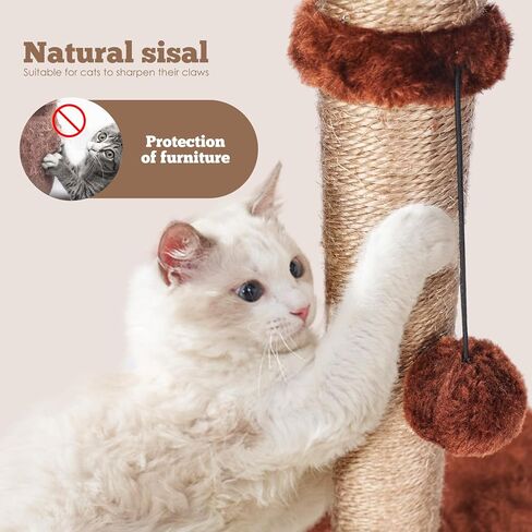 Cat Scratching Post, 33" Tall Scratching Tree with Natural Sisal Rope and Dangling Ball, Large Scratching Post Tree for Indoor Cats,Kittens, Brown in Kuwait