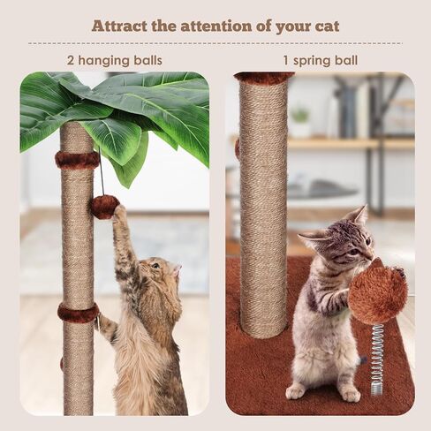 Cat Scratching Post, 33" Tall Scratching Tree with Natural Sisal Rope and Dangling Ball, Large Scratching Post Tree for Indoor Cats,Kittens, Brown in Kuwait
