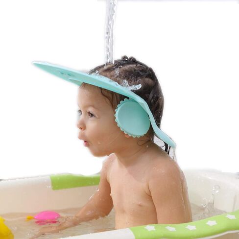 قبعة استحمام بشامبو للأطفال، درع حمام، قناع استحمام، رأس حوض الاستحمام، قبعة حماية للشعر للأطفال الصغار والأطفال (وردي) in Kuwait