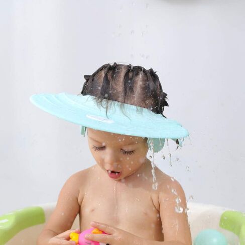 قبعة استحمام بشامبو للأطفال، درع حمام، قناع استحمام، رأس حوض الاستحمام، قبعة حماية للشعر للأطفال الصغار والأطفال (وردي) in Kuwait